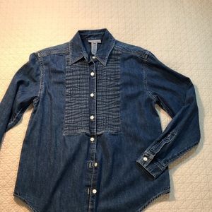 Jones Jeans denim shirt jacket, tux pleat